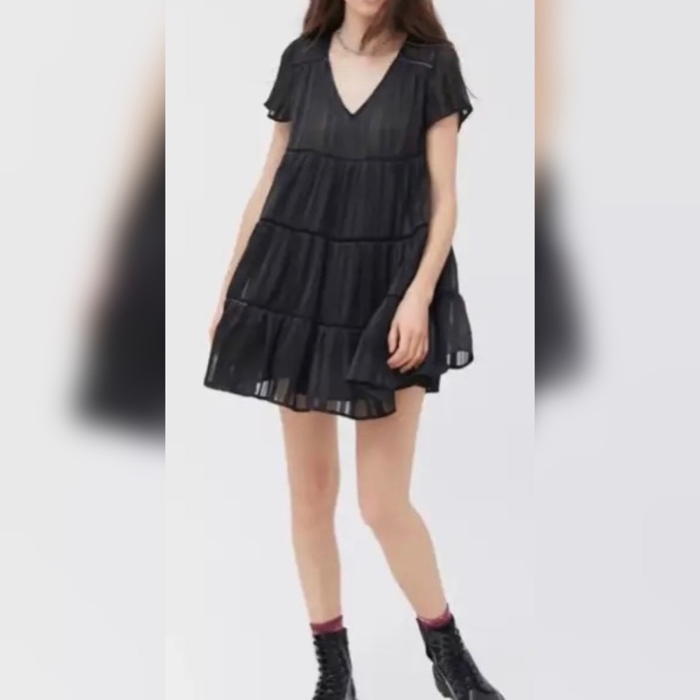 UO Pippa Chiffon Tiered Mini Dress